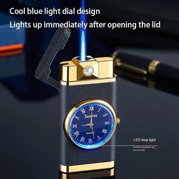 Refillable Fancy Watch Lighter – Stylish Metal Lighter with Built-in Wristwatch (Random Color) | Premium Quality