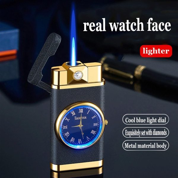 Refillable Fancy Watch Lighter – Stylish Metal Lighter with Built-in Wristwatch (Random Color) | Premium Quality