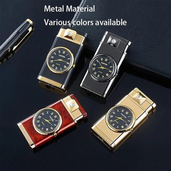 Refillable Fancy Watch Lighter – Stylish Metal Lighter with Built-in Wristwatch (Random Color) | Premium Quality